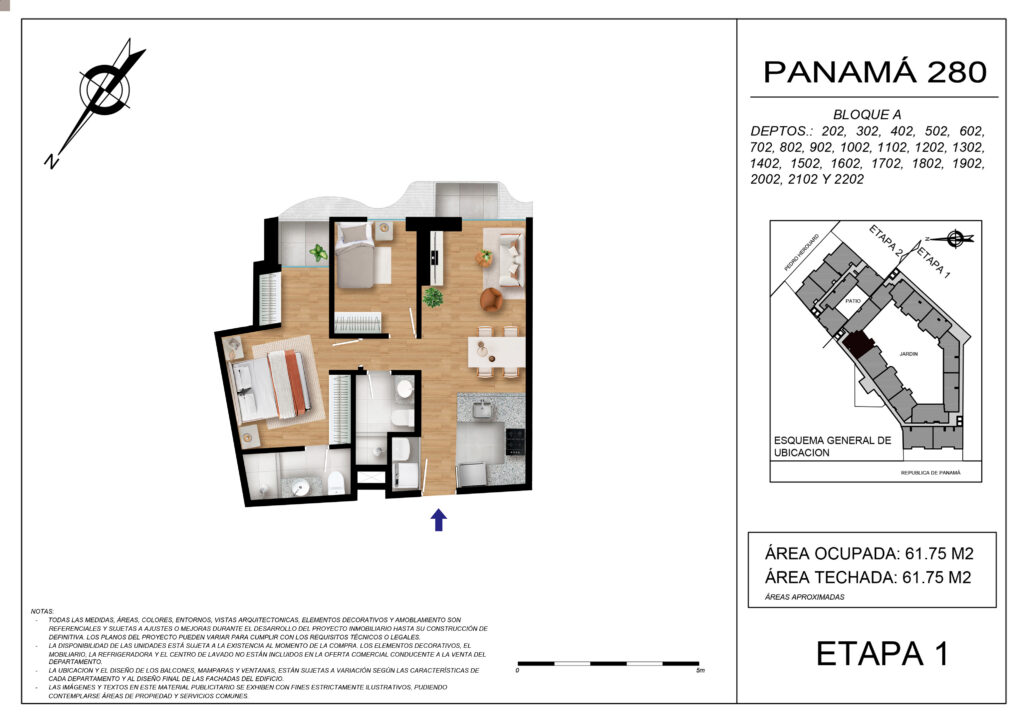 Plano de la tipología ETAPA 1 - DPTO 202 AL 2202