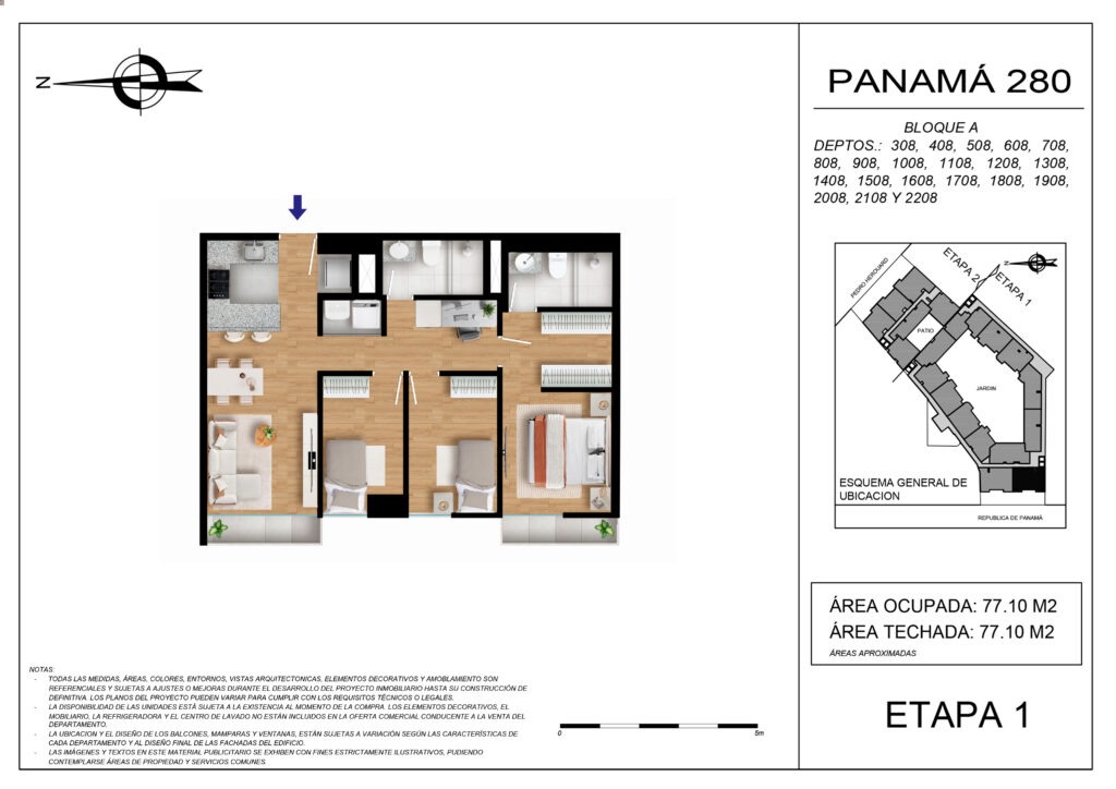 Plano de la tipología ETAPA 1 - DPTO 308 AL 2208